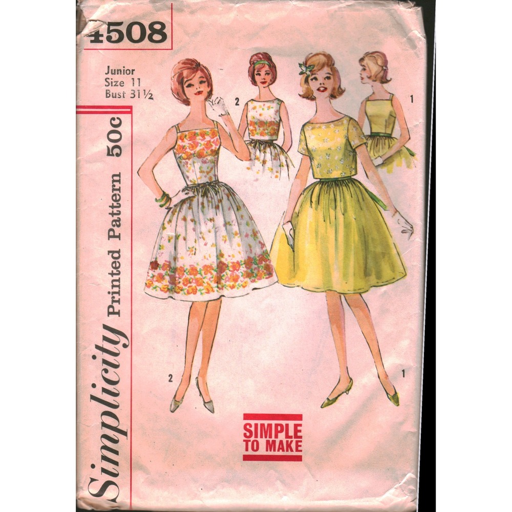 Vintage 1960s Simplicity 4508 Dress and Jacket Sewing Pattern‎ Junior Size 11